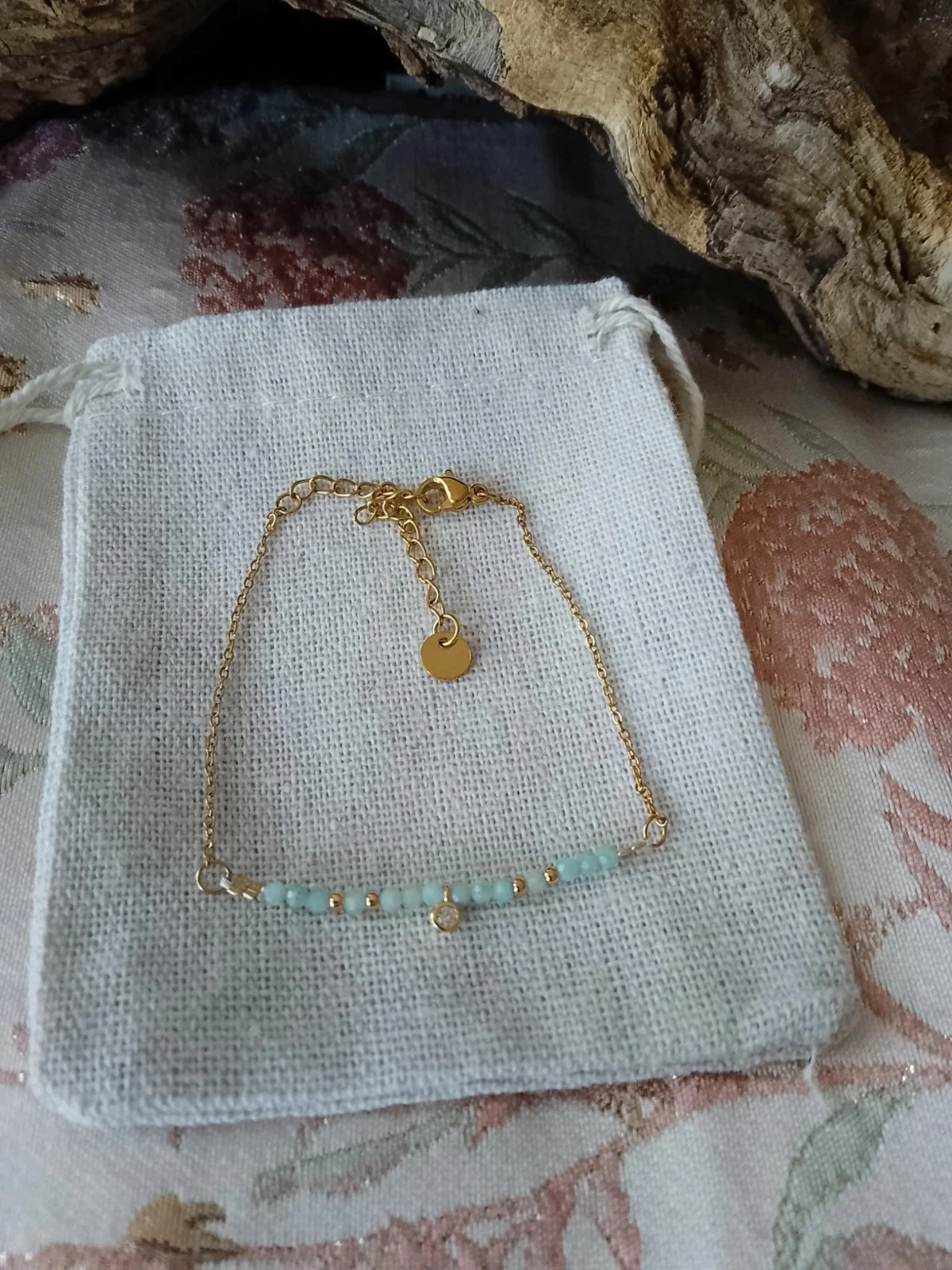 Fijn armbandje van natuurlijke blauw-turkoois amazoniet stenen – photo 5